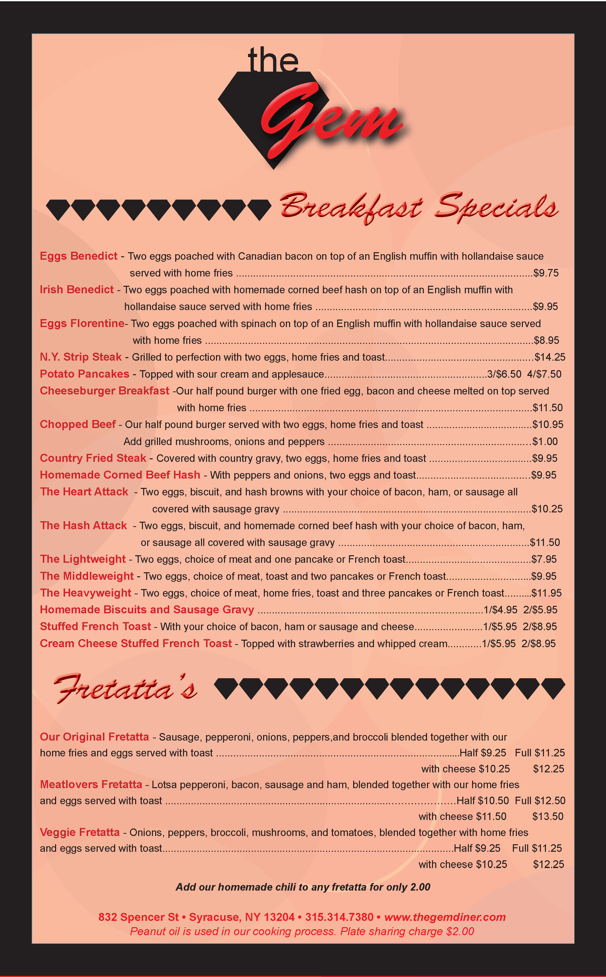 Menu | The Gem Diner 